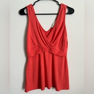 Orange Red Top With A Twist At The Front